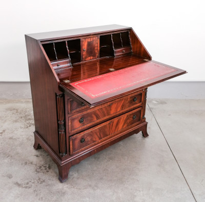 ?? RIBALTINA INGLESE LEGNO IMPIALLACCIATA PIUMA MOGANO SCRITTOIO FIRMATA BURTON