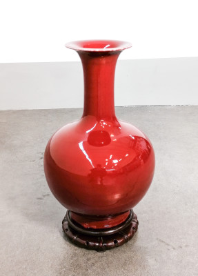 ?? ANTICO VASO CINESE PORCELLANA ROSSO JINGDEZHEN ZHI CINA SANG DE BEOUF OXBLOOD