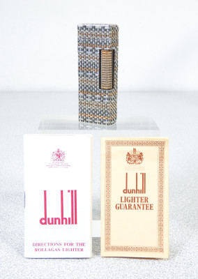 ?? RARO ACCENDINO DUNHILL ROLLAGAS ORO 750 ARGENTO LAVORAZIONE VALENZA CANESTRO