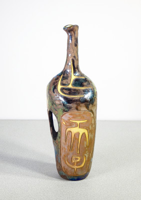 ?? BOTTIGLIA DESIGN AGENORE FABBRI PER MGA MAZZOTTI ITALIA 1960S SMALTO LUSTRO