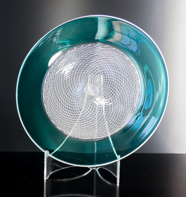 ?? PIATTO DESIGN YOICHI OHIRA PER DE MAJO VETRO SOFFIATO RETICELLO MURANO ITALIA