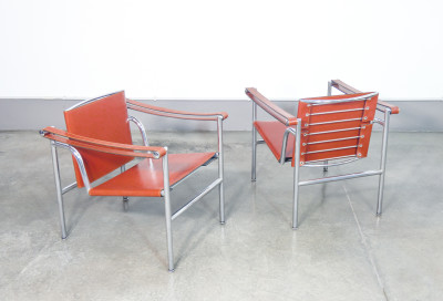 ?? COPPIA SEDIE DESIGN LE CORBUSIER LC1 PER CASSINA EPOCA VINTAGE CHAIR 1960S