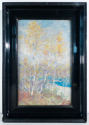 ?? QUADRO PAESAGGIO MACCHIAIOLO FIRMATO DIPINTO OLIO TAVOLA CORNICE GUILLOCHE