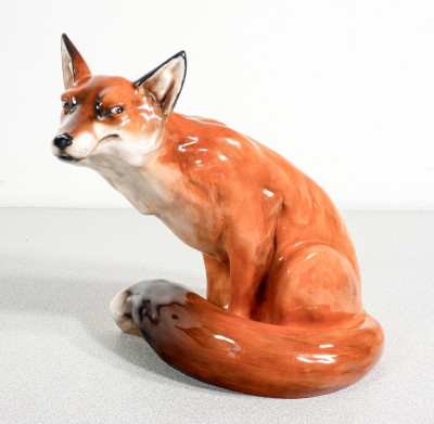 ?? SCULTURA PORCELLANA VOLPE SEDUTA ROYAL DOULTON HN2634 FOX DIPINTA A MANO